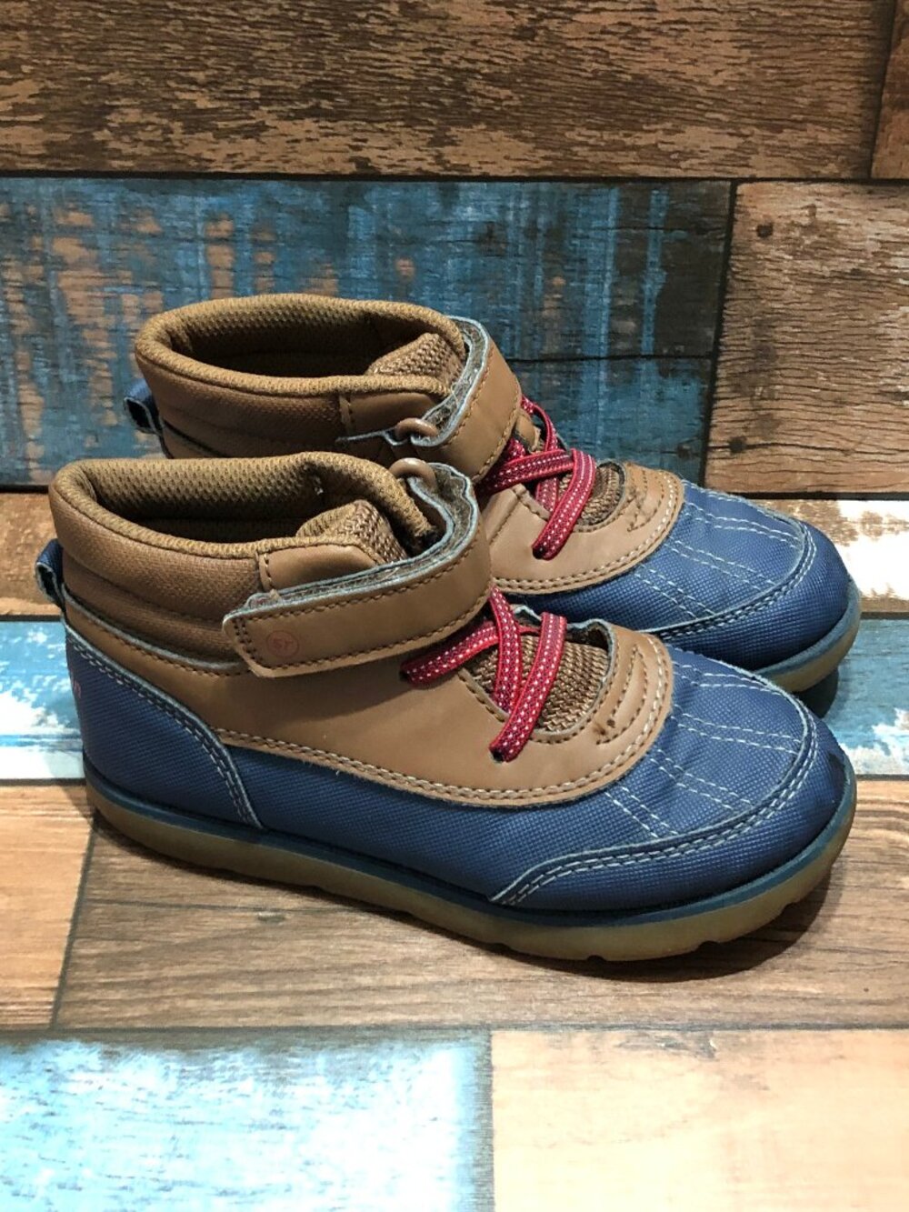Munchkin by Striderite Boys Little Kids Toddler Boots Tan Blue Size 11M